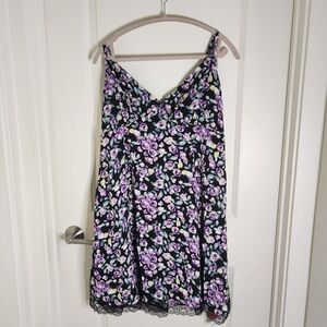 NWT Cider Purple Floral Slip Dress with Lace Trim Size 1XL